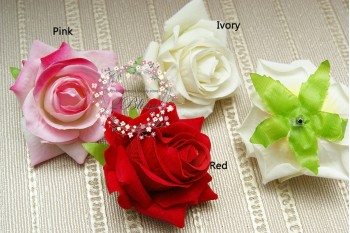 Silk artificial flower, "Rose Velvety"  (6-7 cm), Pack of 3